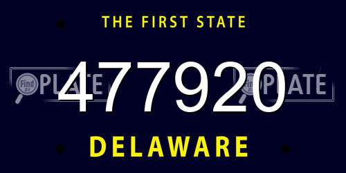 477920 Delaware License Plate
