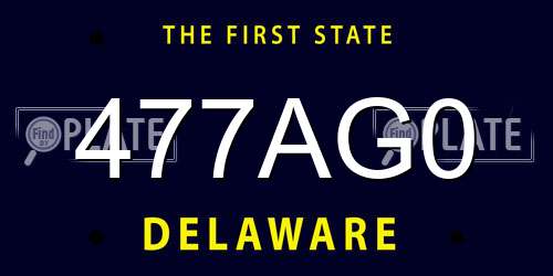 477AG0 Delaware License Plate