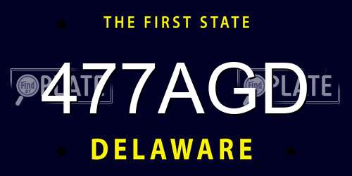 477AGD Delaware License Plate