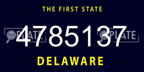 4785137 Delaware License Plate