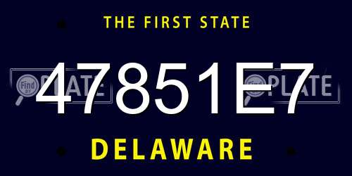 47851E7 Delaware License Plate