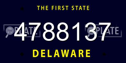 4788137 Delaware License Plate