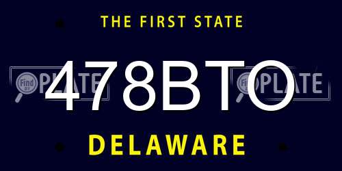 478BTO Delaware License Plate