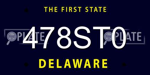478ST0 Delaware License Plate