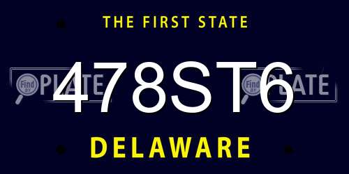 478ST6 Delaware License Plate