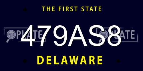 479AS8 Delaware License Plate