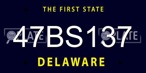 47BS137 Delaware License Plate