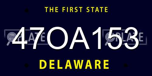 47OA153 Delaware License Plate