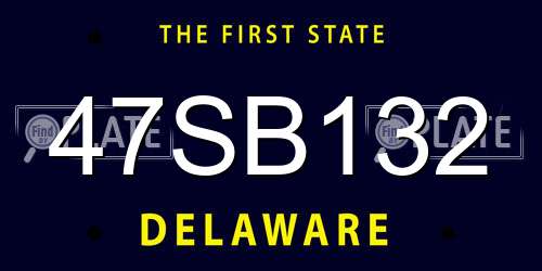 47SB132 Delaware License Plate