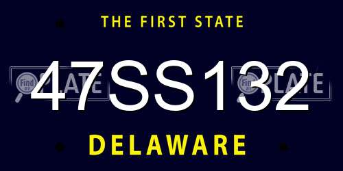 47SS132 Delaware License Plate