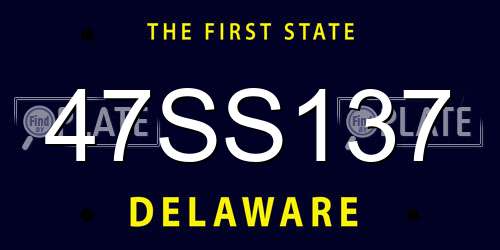 47SS137 Delaware License Plate