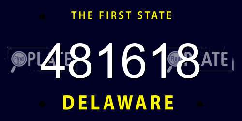 481618 Delaware License Plate