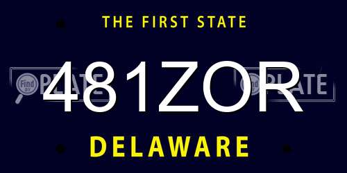 481ZOR Delaware License Plate
