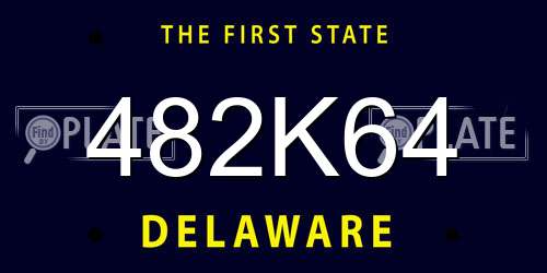 482K64 Delaware License Plate