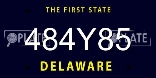 484Y85 Delaware License Plate