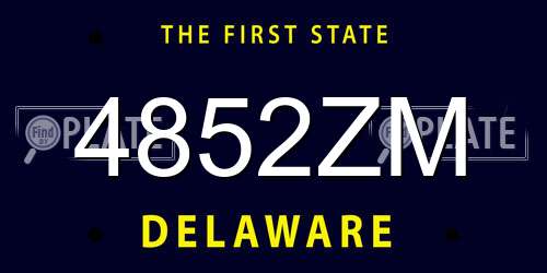 4852ZM Delaware License Plate