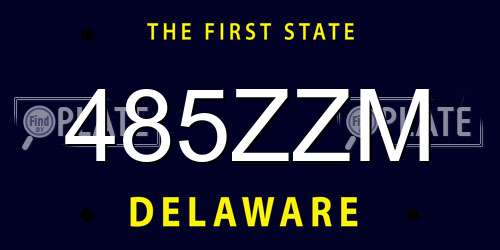 485ZZM Delaware License Plate