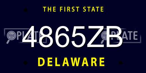 4865ZB Delaware License Plate
