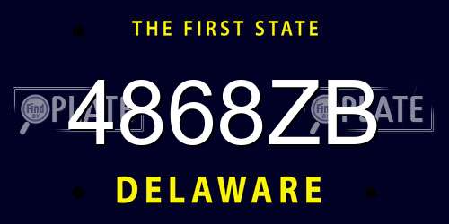 4868ZB Delaware License Plate