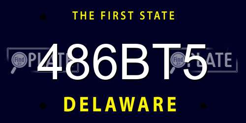 486BT5 Delaware License Plate