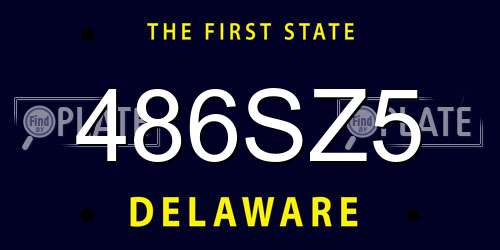 486SZ5 Delaware License Plate