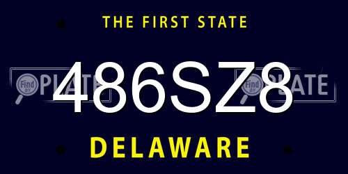 486SZ8 Delaware License Plate