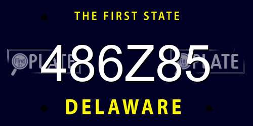 486Z85 Delaware License Plate