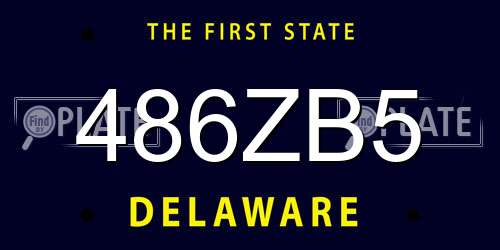 486ZB5 Delaware License Plate