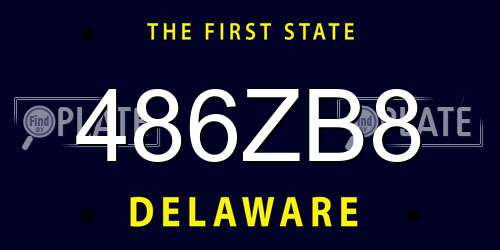 486ZB8 Delaware License Plate