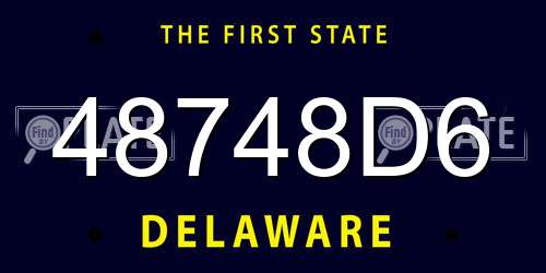 48748D6 Delaware License Plate