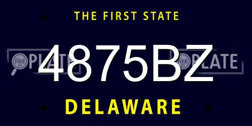 4875BZ Delaware License Plate