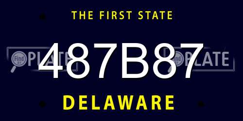 487B87 Delaware License Plate