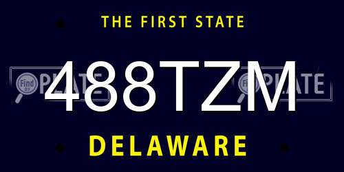 488TZM Delaware License Plate