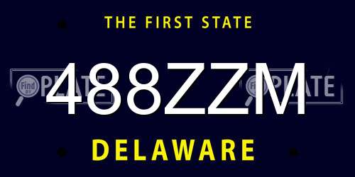488ZZM Delaware License Plate
