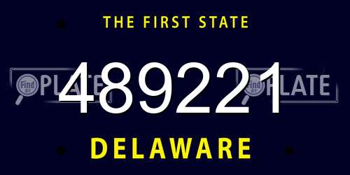 489221 Delaware License Plate