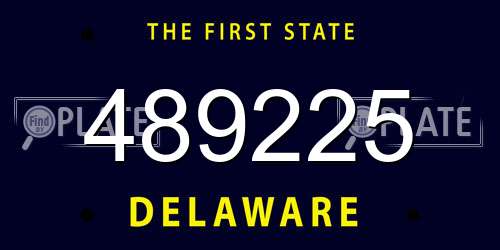 489225 Delaware License Plate