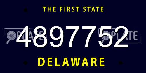 4897752 Delaware License Plate