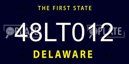 48LT012 Delaware License Plate