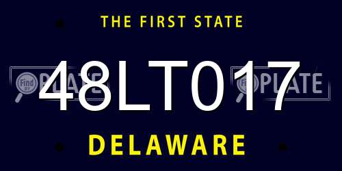48LT017 Delaware License Plate