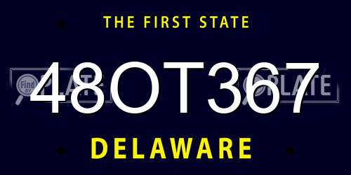 48OT367 Delaware License Plate