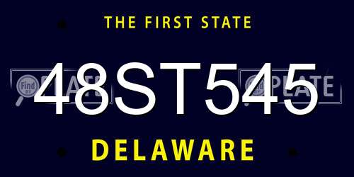 48ST545 Delaware License Plate