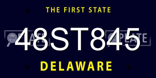 48ST845 Delaware License Plate