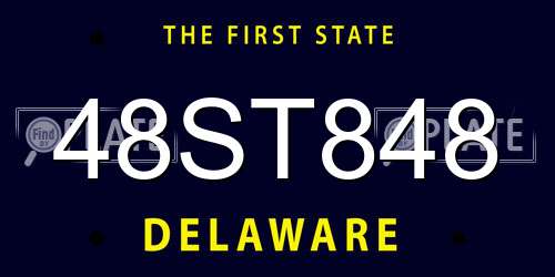 48ST848 Delaware License Plate
