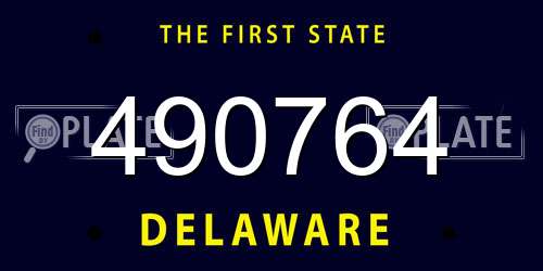 490764 Delaware License Plate