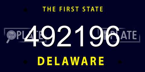 492196 Delaware License Plate