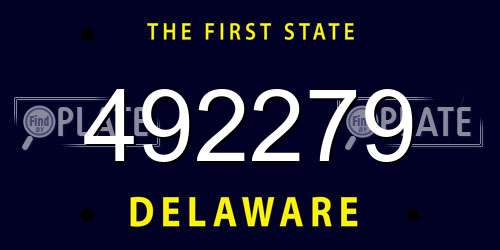 492279 Delaware License Plate