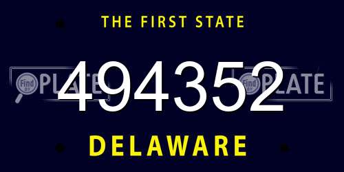 494352 Delaware License Plate