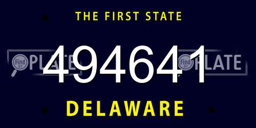 494641 Delaware License Plate