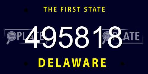 495818 Delaware License Plate