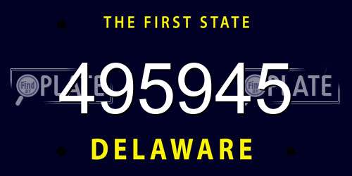 495945 Delaware License Plate